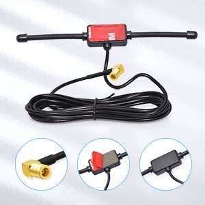 Eightwood DAB Aerial Car Radio Amplifier SMB Adapter Patch Aerial Glass Mount Windshield Antenna for Pioneer Clarion Kenwood